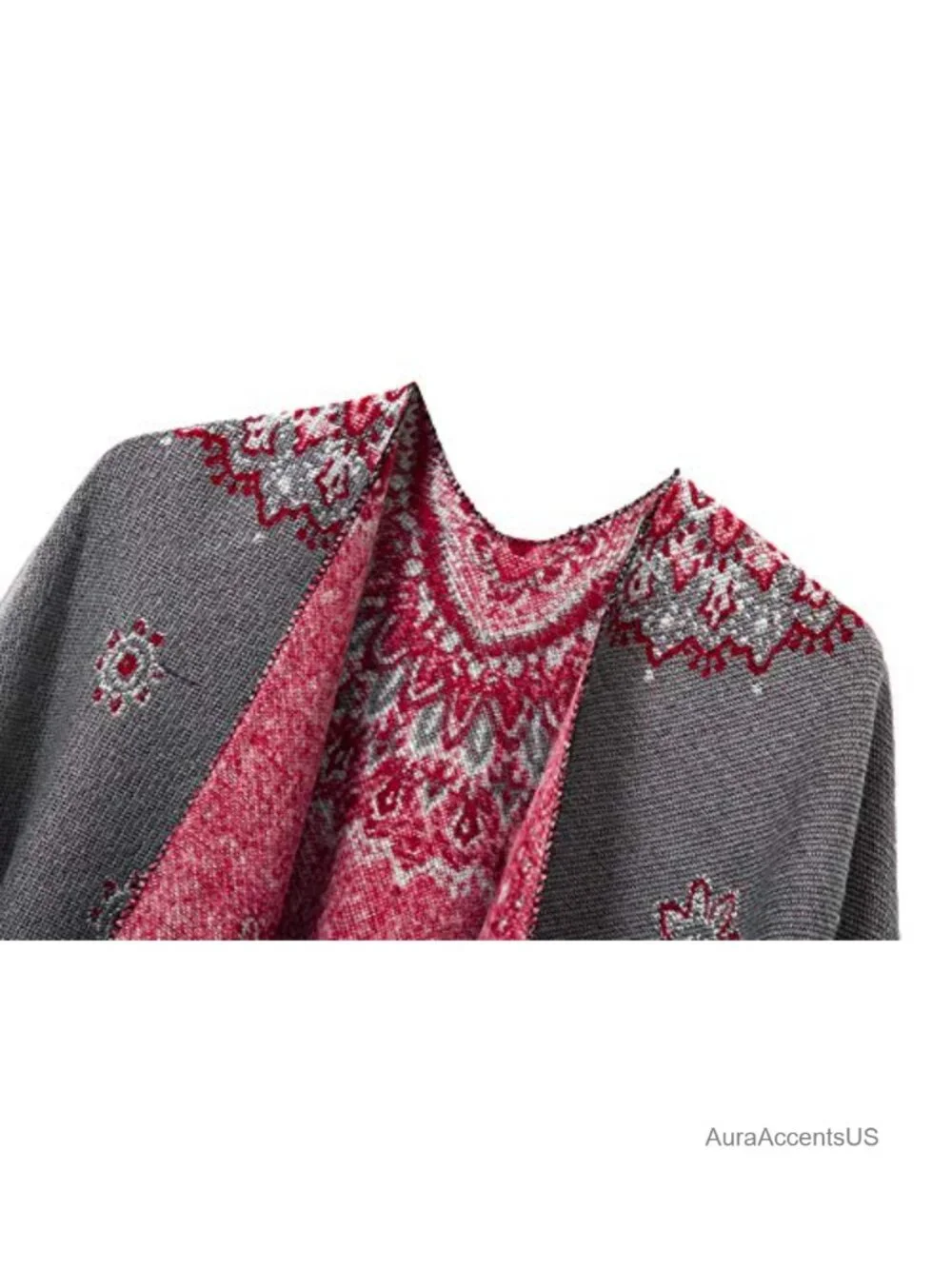 Urban CoCo Retro Vintage Pattern Tassel Poncho Shawl Cape Wrap for Women